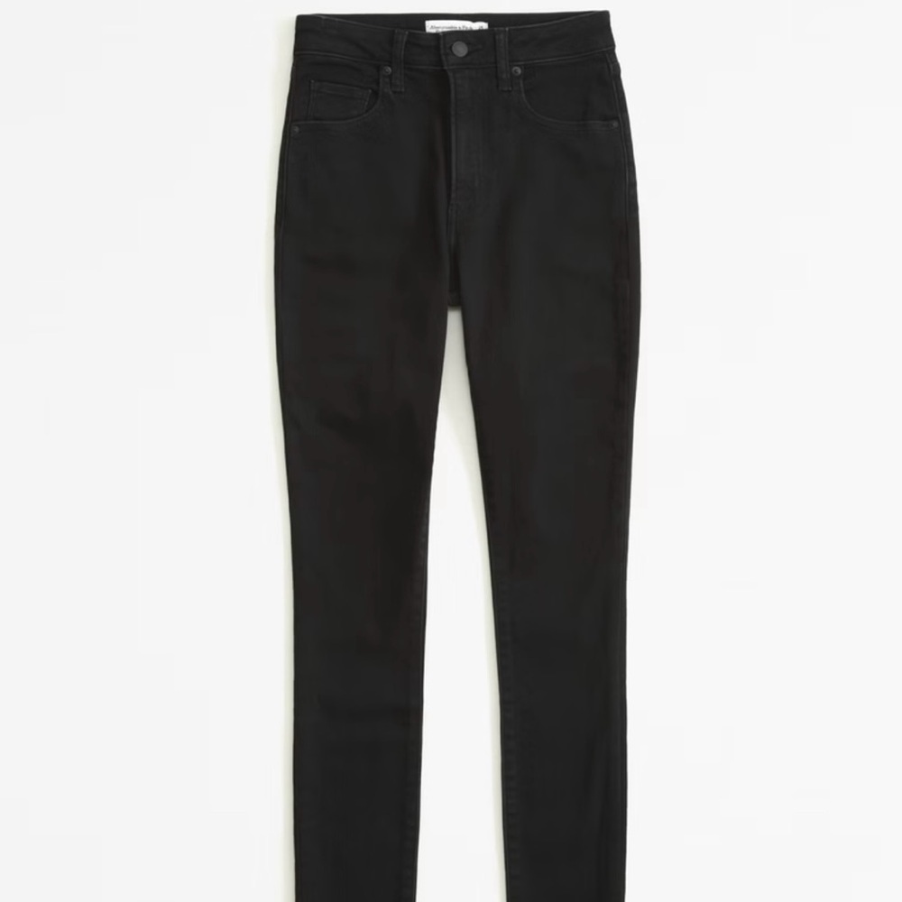 Abercrombie and Fitch High Rise Black Skinny Frayed Ankle Jeans